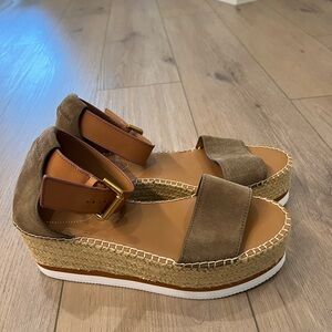See by Chloé
Glyn Leather Espadrille Wedge Sandals size 9.5